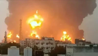 إسرائيل تطلق ضربات جوية قوية على ميناء الحديدة غرب اليمن.