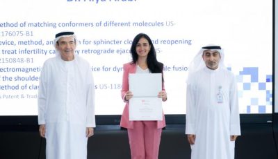علياء عرابي.. باحثة من جامعة الإمارات تحصد 4 براءات اختراع في تصميم الأدوية والأجهزة الطبية