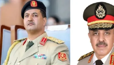 الفريق أحمد خليفة يقدم التهاني لخالد حفتر بمناسبة رئاسة الأركان العامة للجيش الليبي