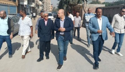 نائب محافظ الجيزة يتابع الرصف بالحوامدية ويتفقد تطوير طريق جسر المنوات