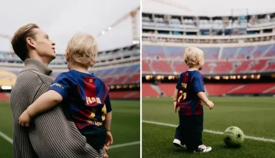 دي يونغ يحتفل بعيد ميلاد ابنه في كامب نو