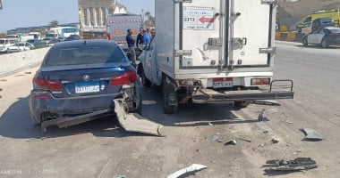 إصابة 4 أشخاص فى تصادم ملاكى ونقل بطريق المنصورة – شربين بالدقهلية