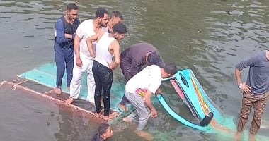 انقلاب سيارة ربع نقل داخل ترعة في قنا والبحث عن مفقودين.. فيديو