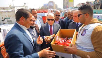 صناع الخير عضو التحالف الوطنى تنظم اصطفافا لآلاف الكراتين الغذائية بالغربية
