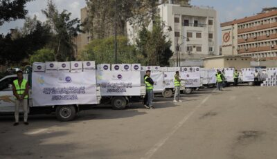 صناع الخير تنظم اصطفافا لآلاف الكراتين الغذائية بالبحيرة استعدادا لتوزيعها.. صور