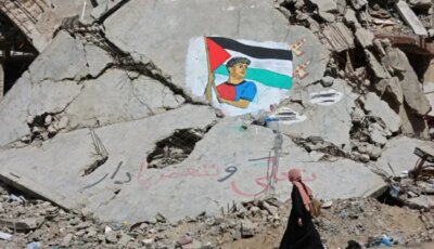 غزة تشكر لامين جمال برسم صورته فوق أنقاض الحرب