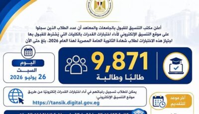 التعليم العالي: 9871 طالبًا يسجلون لأداء اختبارات القدرات