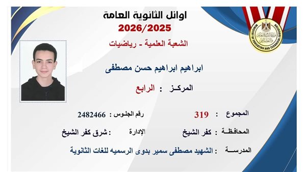 والدة الرابع في الثانوية العامة “علمي رياضة”: بهدي تفوق إبراهيم لروح والده اللي ما شافوش وإخواته الاتنين أطباء