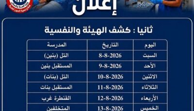 مديرية الصحة بالإسماعيلية تعلن مواعيد كشف الهيئة لمدارس التمريض