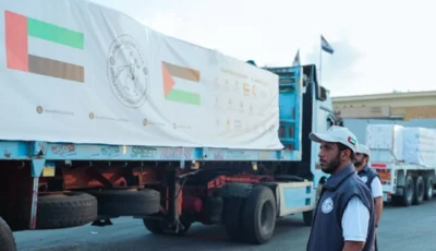 دخول 5 قوافل إماراتية إلى غزة تحمل 938 طن مساعدات